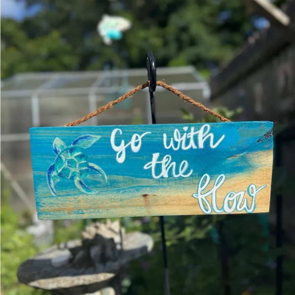Go with the Flow Wooden Sign